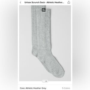 NWT-Alo Scrunch Socks-Althetic Grey-Sz Large (Unisex)